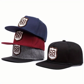 Wholesale Flat Brim Street Embroidery Number 68 Hip Hop Visor Baseball Cap
