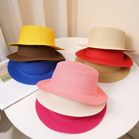Wholesale Flat Top Sunscreen Foldable Straw Woven Hats