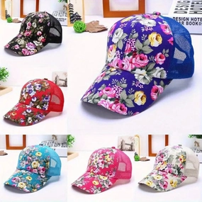 Wholesale Floral Cross Ponytail Polyester Baseball Cap