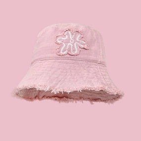 Wholesale Flower Embroidered Raw Edge Thin Bucket Hat