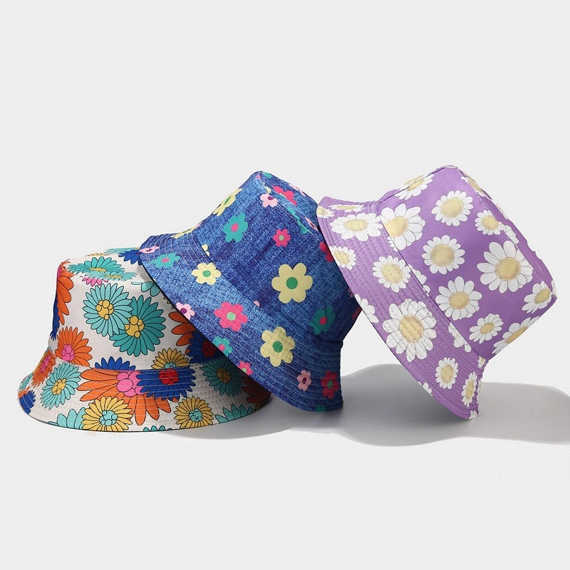 Wholesale Flower Pattern Sun Protection Double-sided Bucket Hat