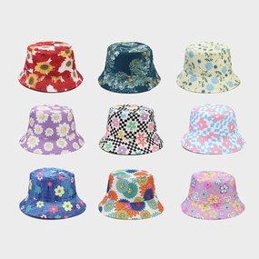 Wholesale Flower Pattern Sun Protection Double-sided Bucket Hat