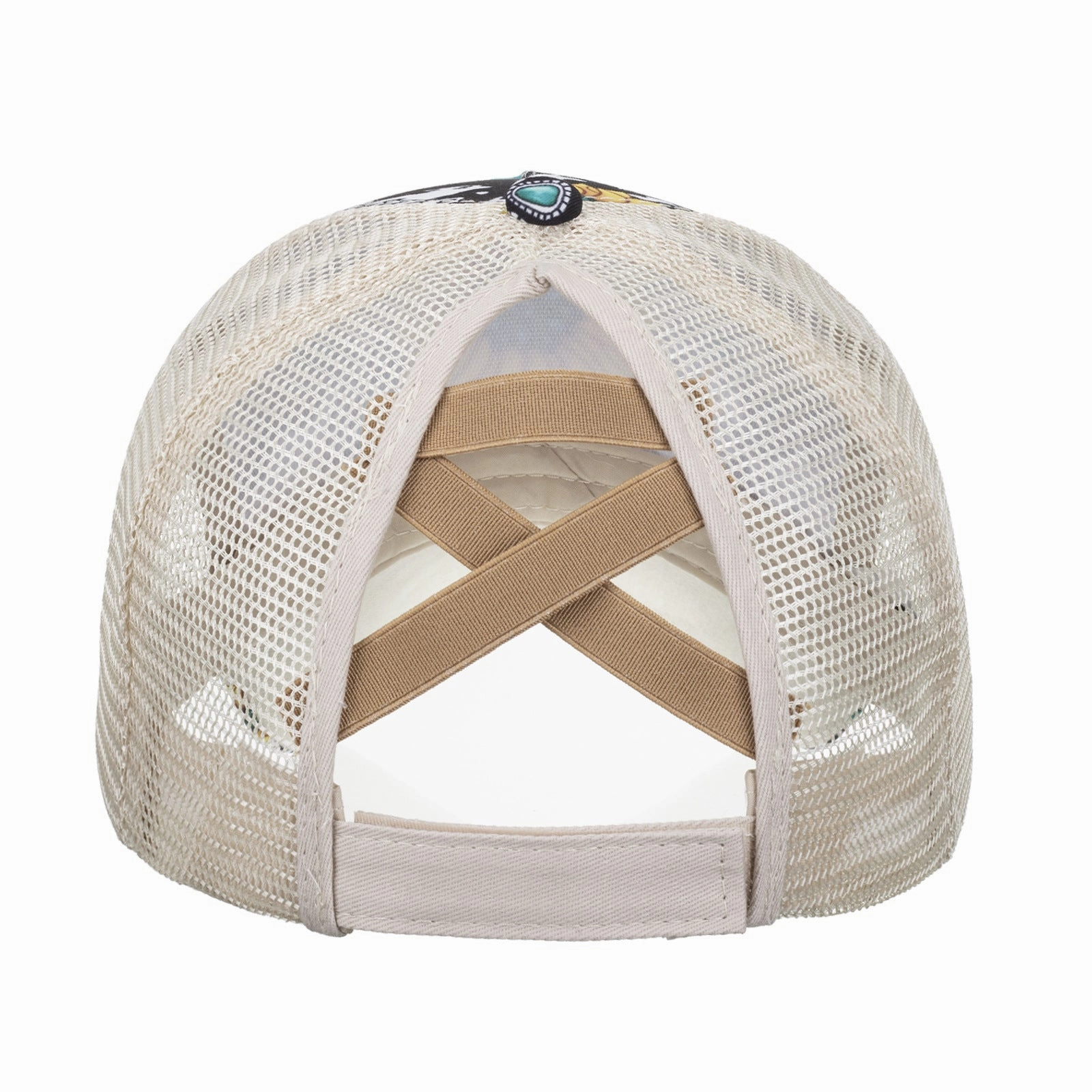 Wholesale Gemstone Sunflower Print Cross Baseball Cap