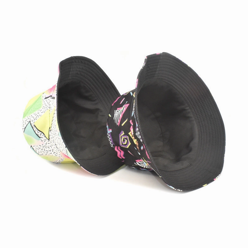 Wholesale Geometric Diamond Pattern Graffiti Sun Hat