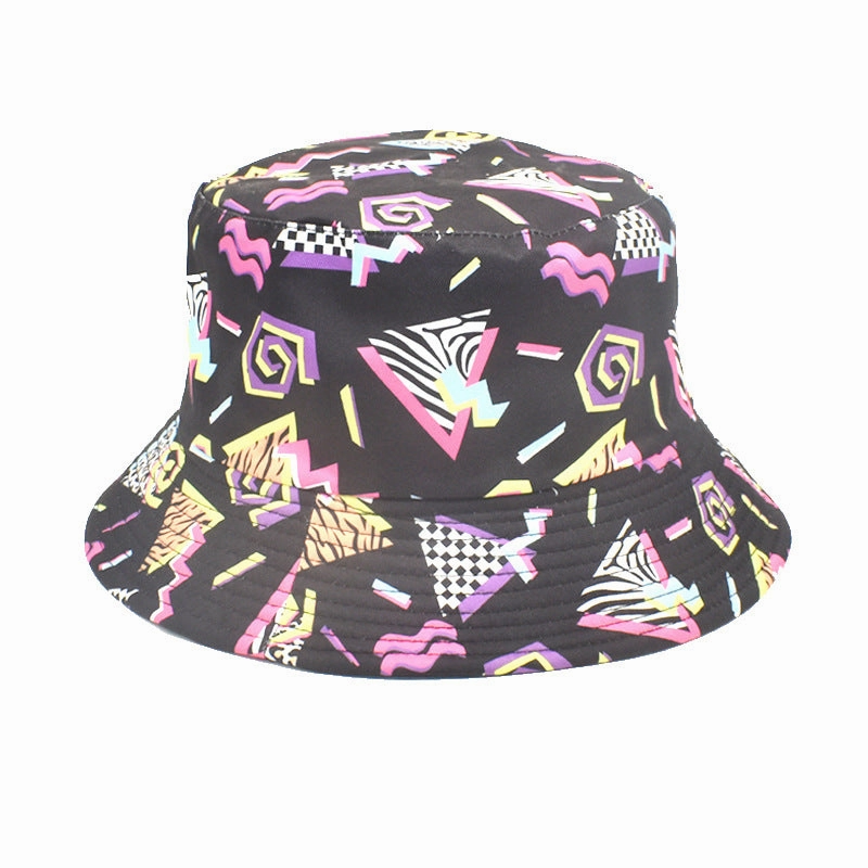 Wholesale Geometric Diamond Pattern Graffiti Sun Hat