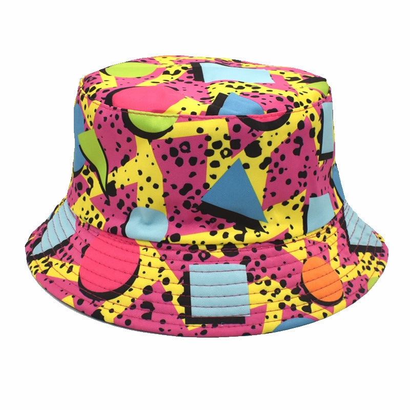 Wholesale Geometric Diamond Pattern Graffiti Sun Hat