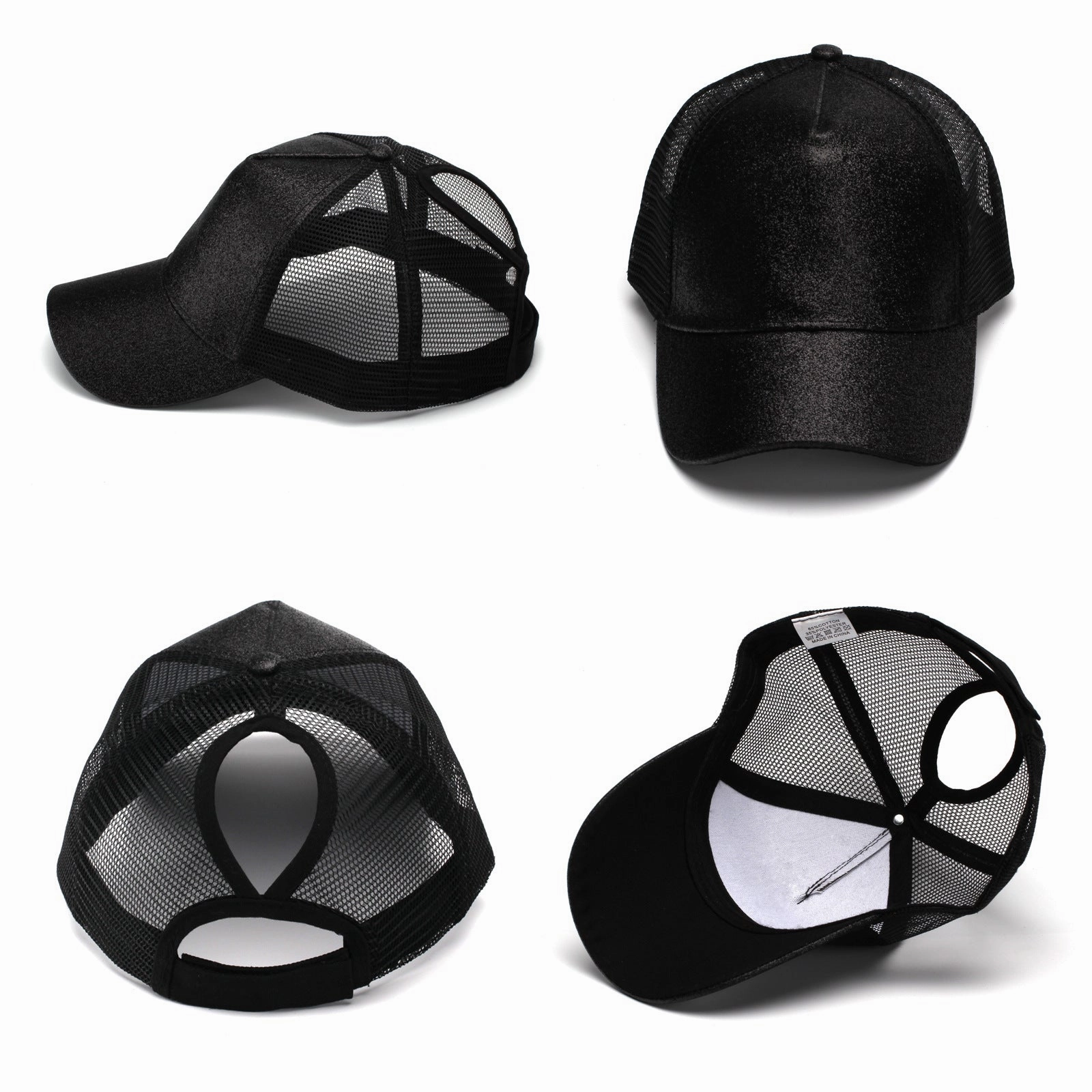 Wholesale Glitter Ponytail Baseball Mesh Cap