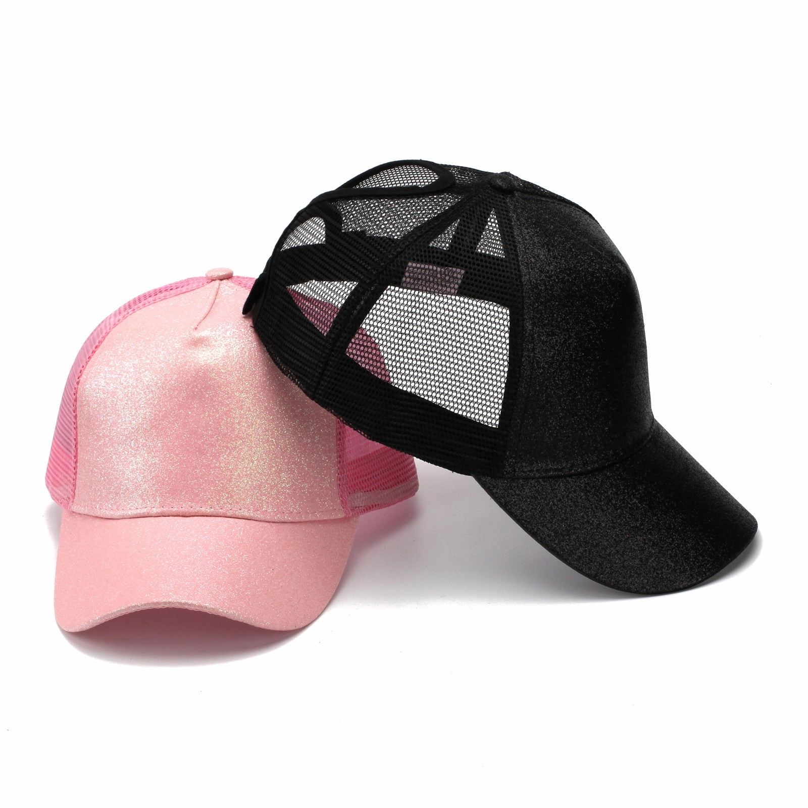 Wholesale Glitter Ponytail Baseball Mesh Cap