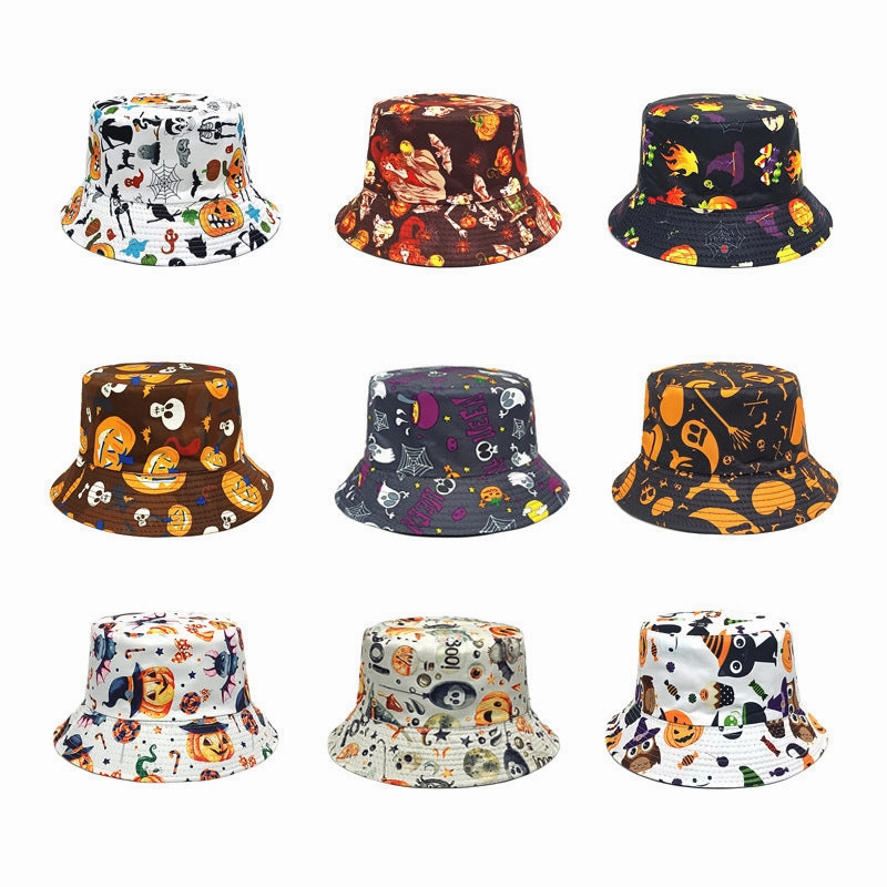 Wholesale Halloween New Pumpkin Skull Polyester Bucket Hat
