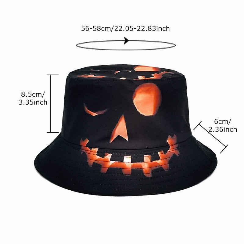 Wholesale Halloween Pumpkin Grimace Printing Polyester Bucket Hat