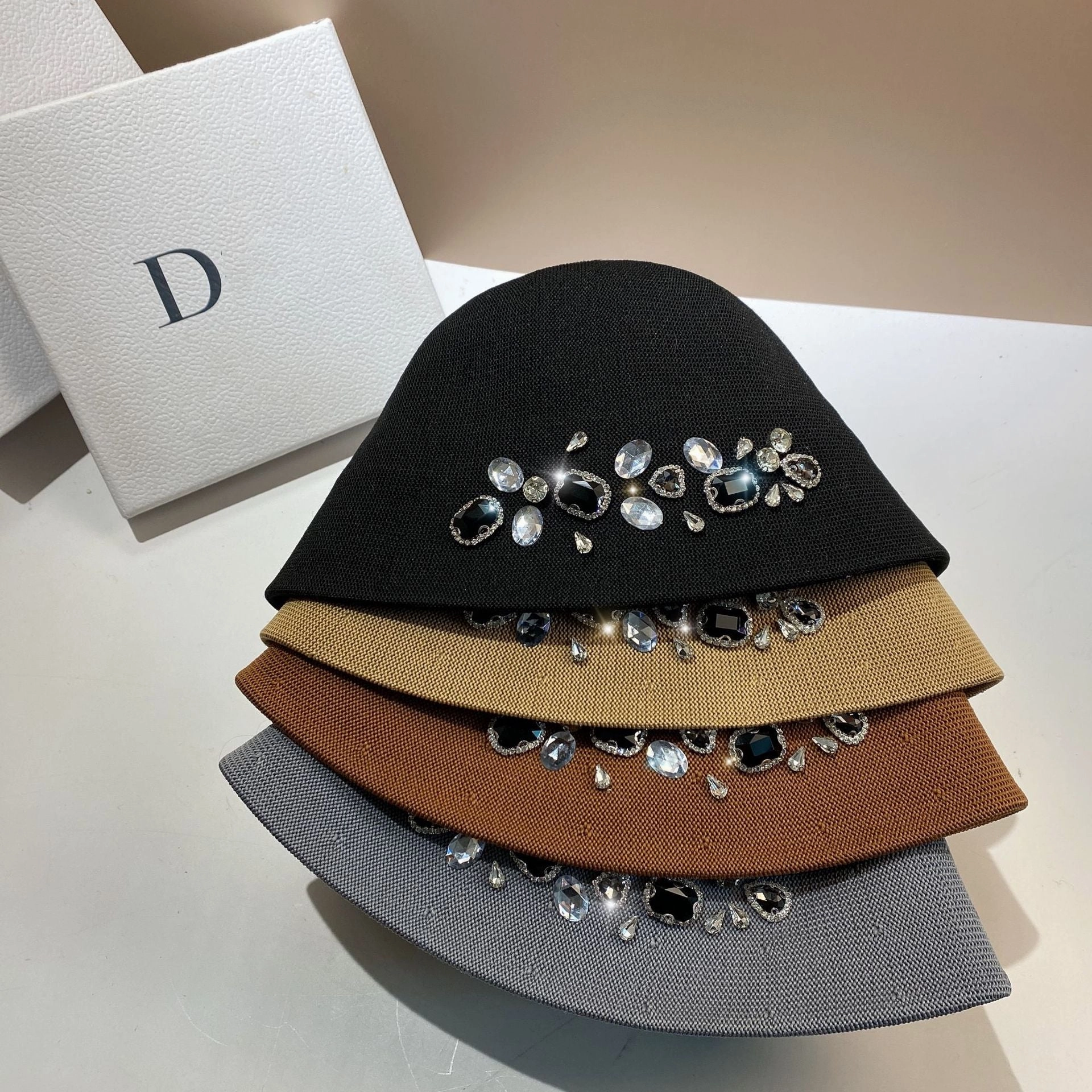 Wholesale Heavy Industry Rhinestone Ice Silk Bucket Hat Bucket Hat