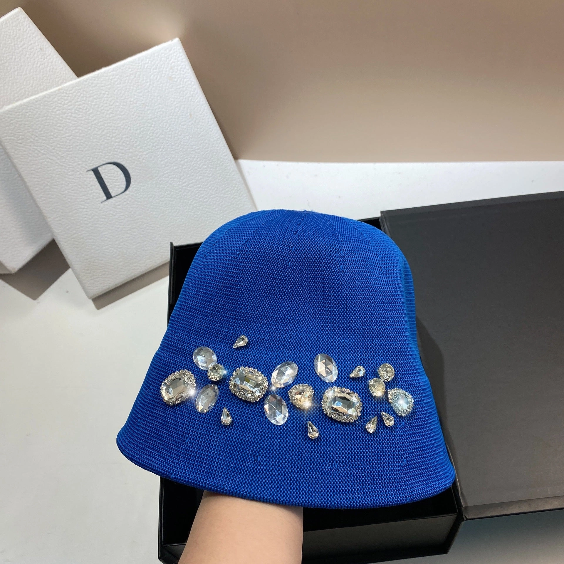 Wholesale Heavy Industry Rhinestone Ice Silk Bucket Hat Bucket Hat