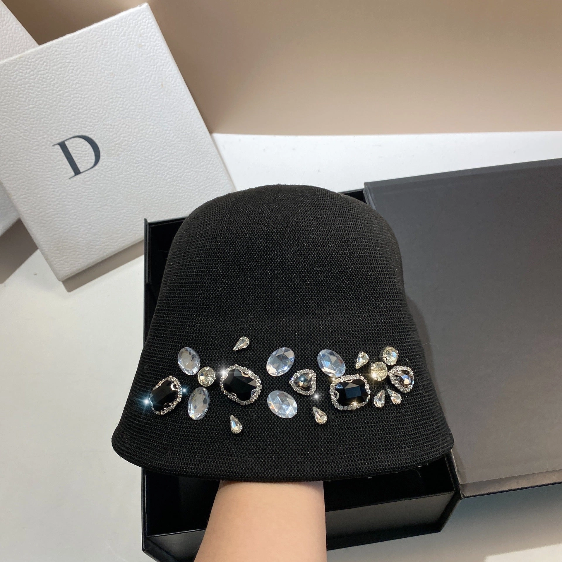 Wholesale Heavy Industry Rhinestone Ice Silk Bucket Hat Bucket Hat