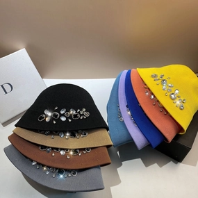 Wholesale Heavy Industry Rhinestone Ice Silk Bucket Hat Bucket Hat