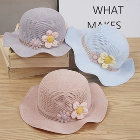 Wholesale Hemp Children Cartoon Flowers Bucket Hat