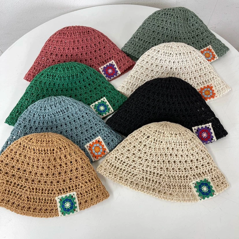 Wholesale Hook Flower Woven Hollow Pastoral Style Bucket Hat