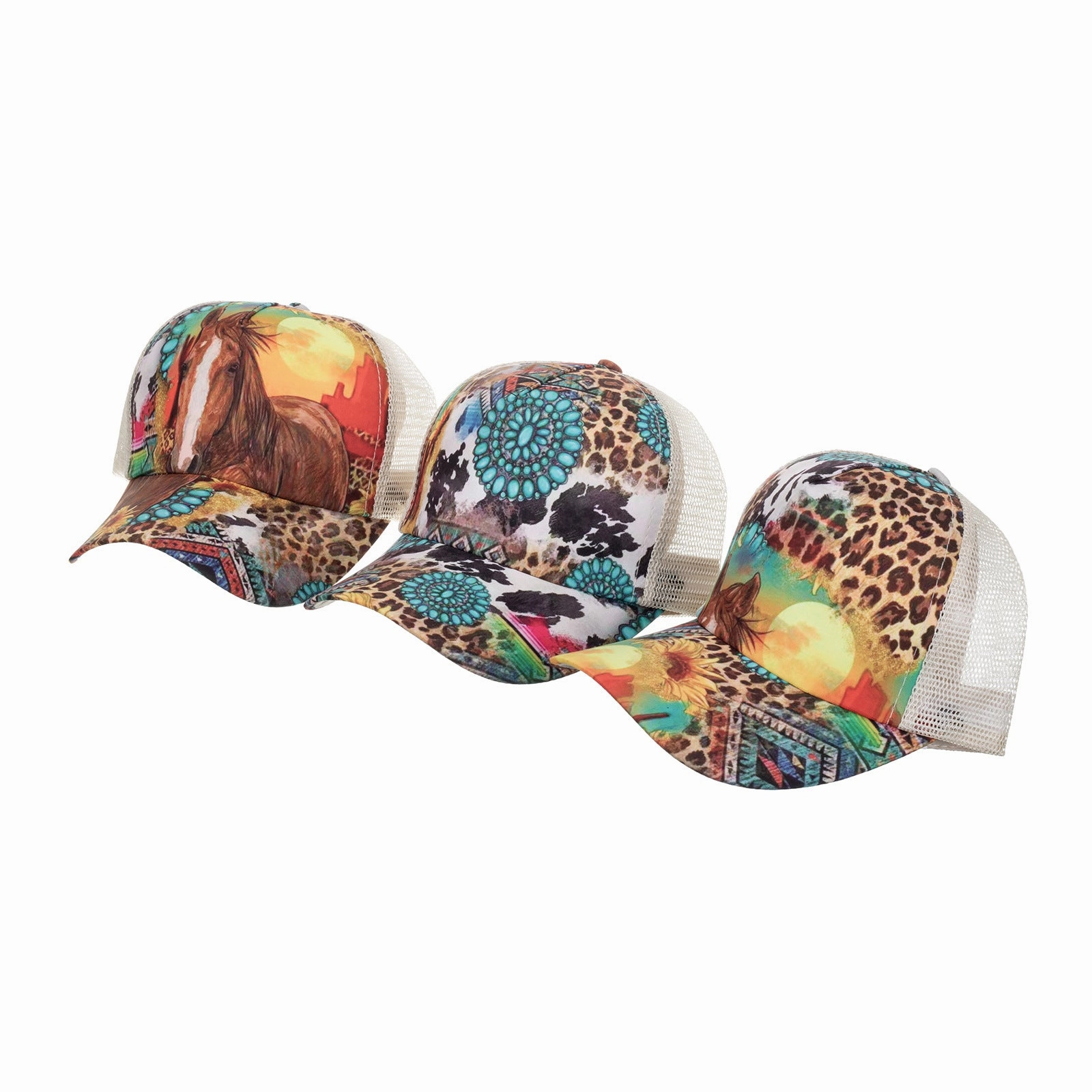 Wholesale Horse bar single cross mesh hat baseball cap