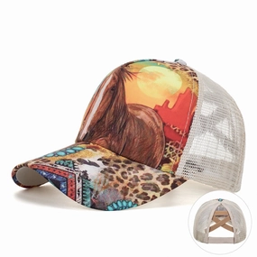 Wholesale Horse bar single cross mesh hat baseball cap