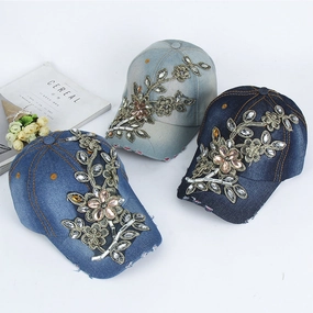 Wholesale Hot Diamond Rose Flower Sun Visor Sports Hip-Hop Baseball Cap