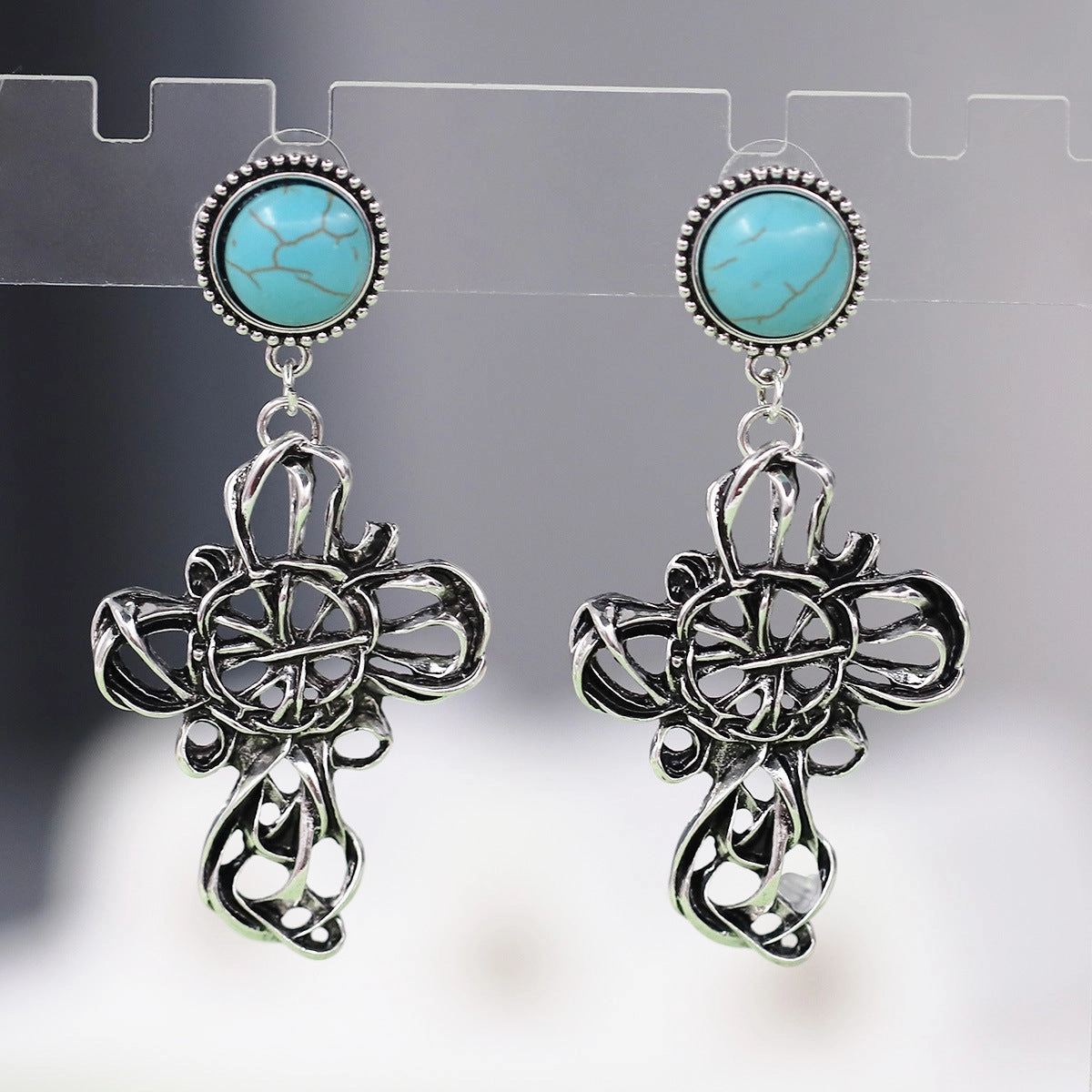 Wholesale Irregular Pleated Turquoise Earrings