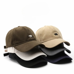 Wholesale Japanese style women's spring and autumn personalized snowflake velvet polar bear embroidered duckbill caps, outdoor men's travel sun protection and sunshade baseball caps