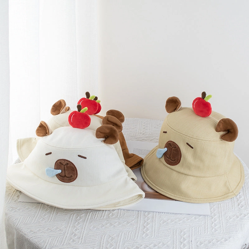 Wholesale Kapibala Apple Fisherman Hat Casual Cartoon Cute Sun Protection Bucket Hat