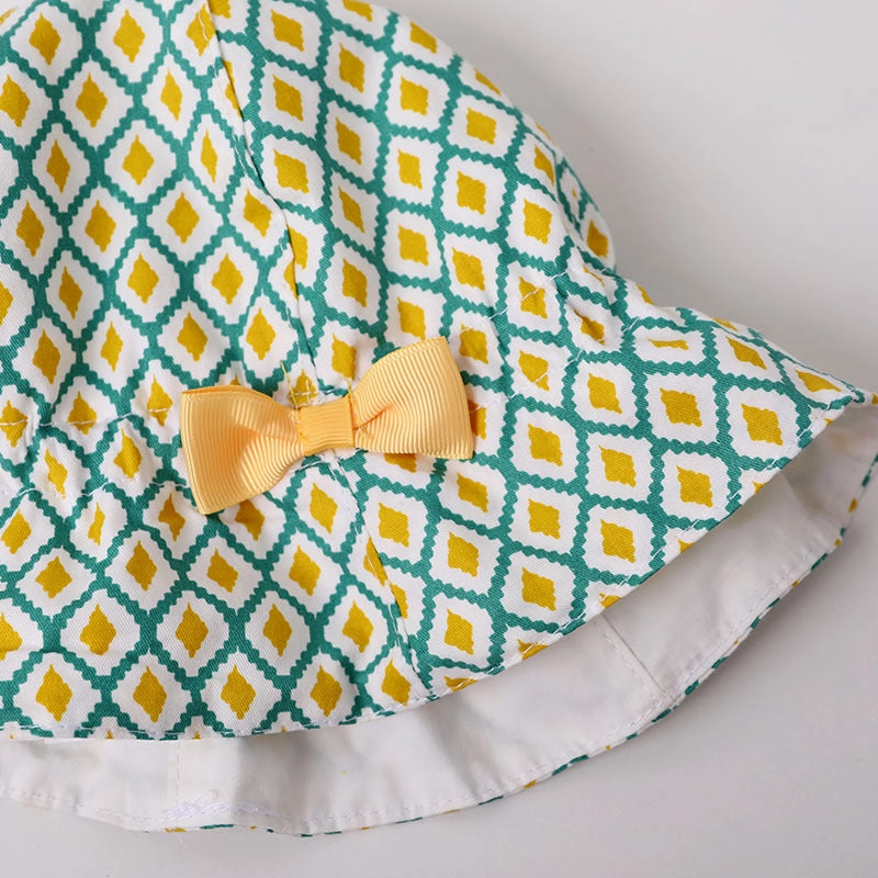 Wholesale Kids Rhombus Bow Cotton Hat