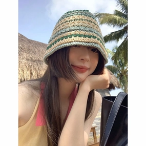 Wholesale Knitted Straw Hollow Bucket Hat