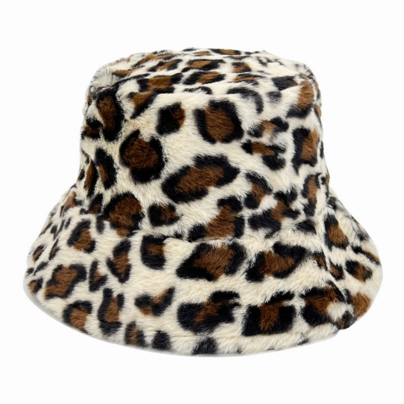Wholesale Lamb Hair Leopard Pattern Fisherman's Hat