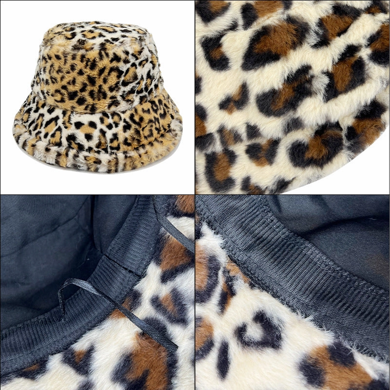 Wholesale Lamb Hair Leopard Pattern Fisherman's Hat
