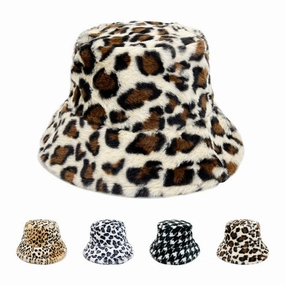 Wholesale Lamb Hair Leopard Pattern Fisherman's Hat