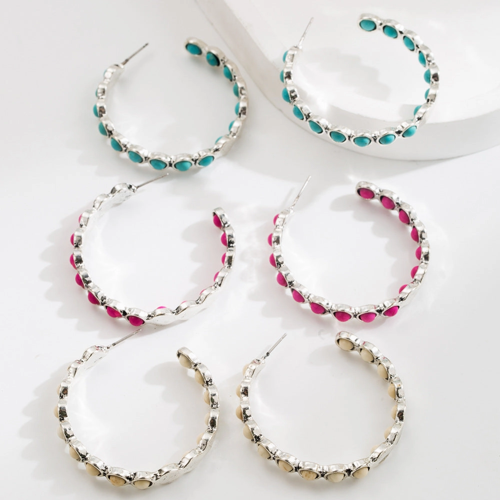 Wholesale Large Circle Turquoise Earrings