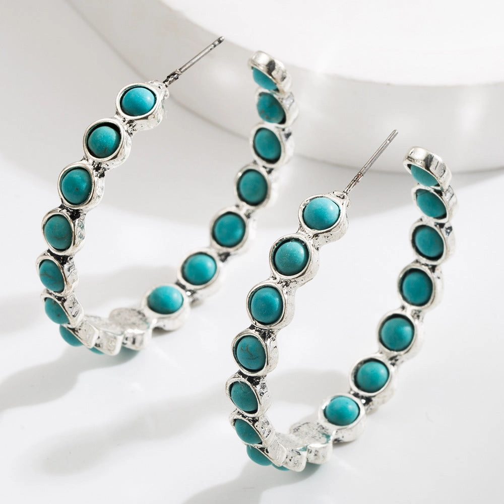 Wholesale Large Circle Turquoise Earrings