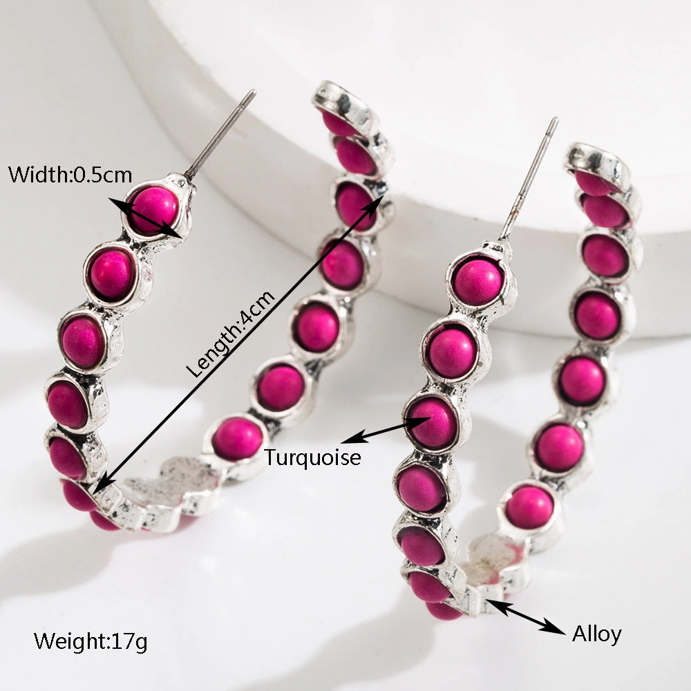 Wholesale Large Circle Turquoise Earrings