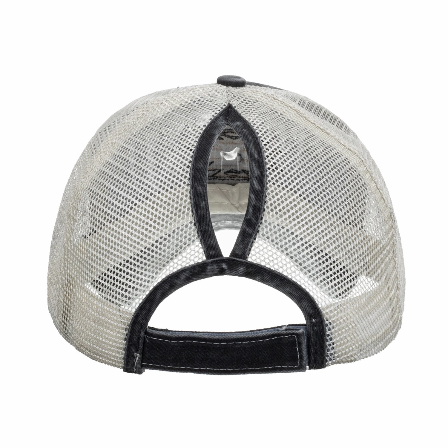 Wholesale Layered Ponytail Washed Embroidered Baseball Cap