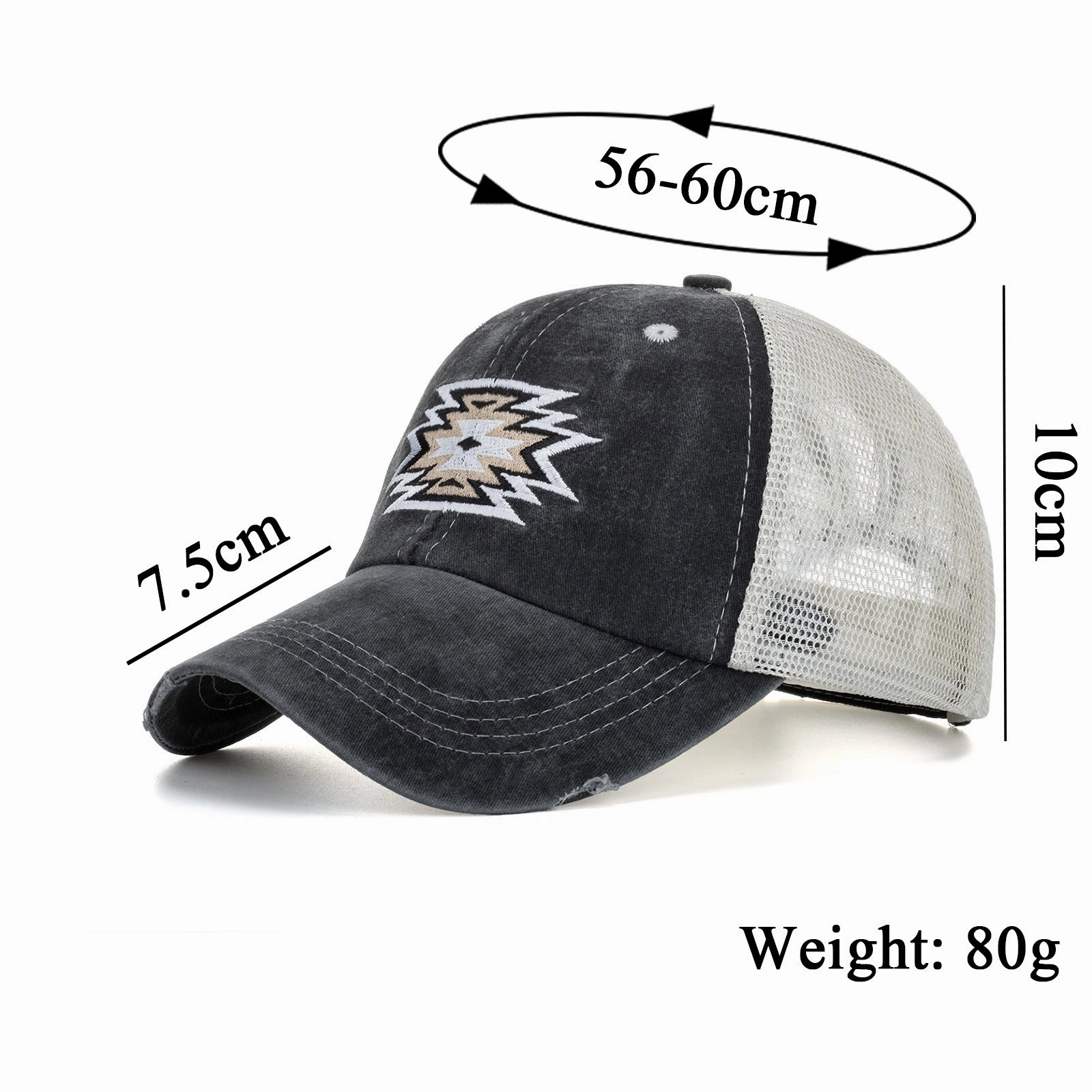 Wholesale Layered Ponytail Washed Embroidered Baseball Cap
