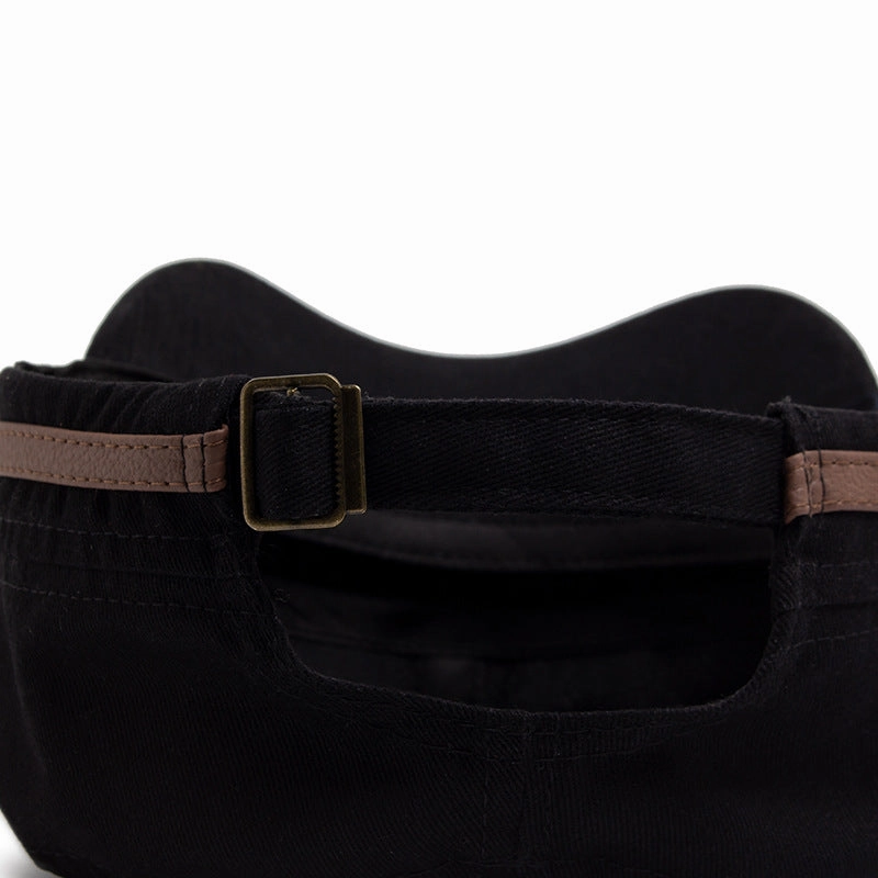 Wholesale Leather Brim Fashion Soft Cotton Casual Sun Visor Military Hat