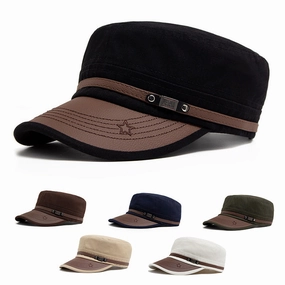 Wholesale Leather Brim Fashion Soft Cotton Casual Sun Visor Military Hat