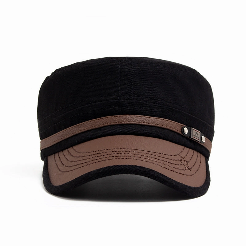 Wholesale Leather Brim Fashion Soft Cotton Casual Sun Visor Military Hat
