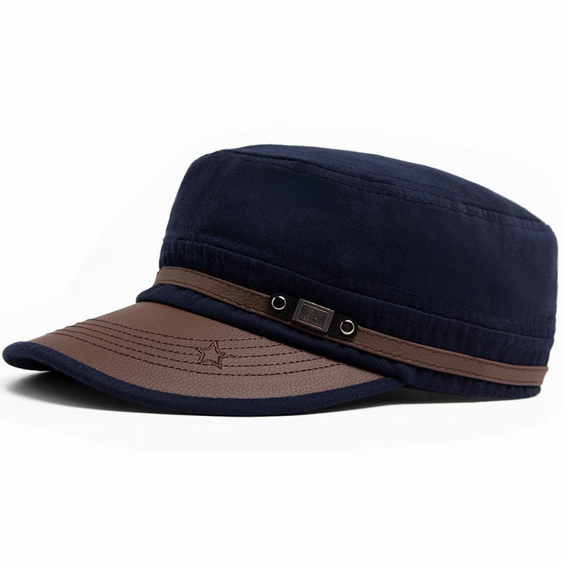 Wholesale Leather Brim Fashion Soft Cotton Casual Sun Visor Military Hat