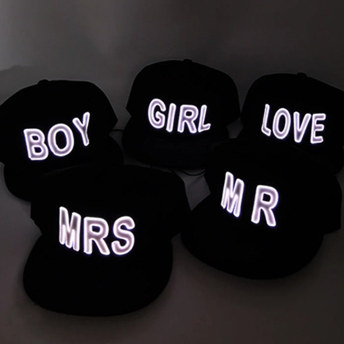 Wholesale LED stage performance electronic music festival hip-hop leisure letters luminous baseball cap