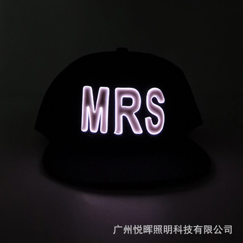 Wholesale LED stage performance electronic music festival hip-hop leisure letters luminous baseball cap
