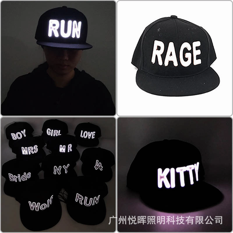 Wholesale LED stage performance electronic music festival hip-hop leisure letters luminous baseball cap