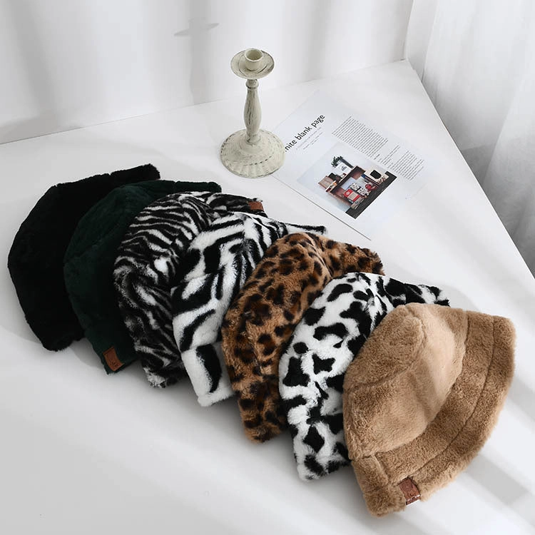 Wholesale Leopard Print Cow Print Zebra Print Plush Bucket Hat
