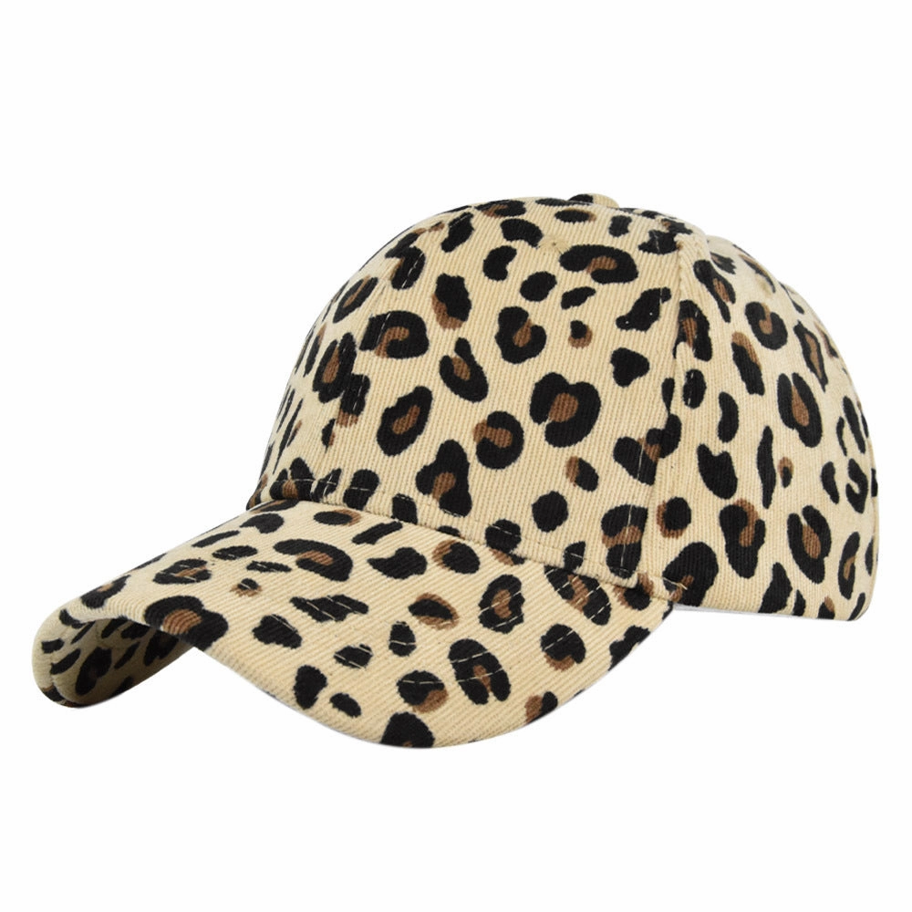 Wholesale Leopard Print Curved Brim Fashion Corduroy Spring and Autumn Warm Sunshade Youth Sports Hat