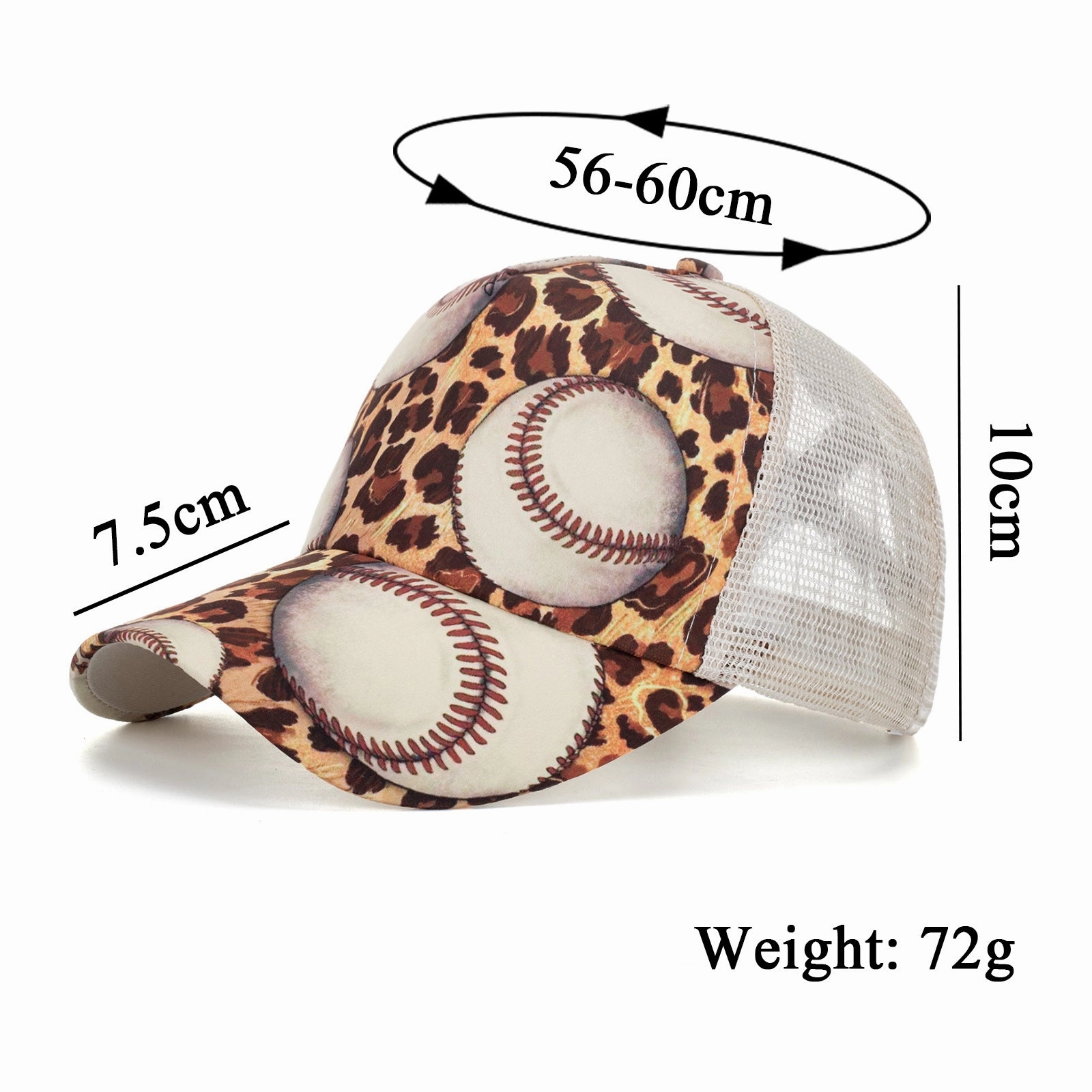 Wholesale Leopard print horizontal bar mesh baseball cap