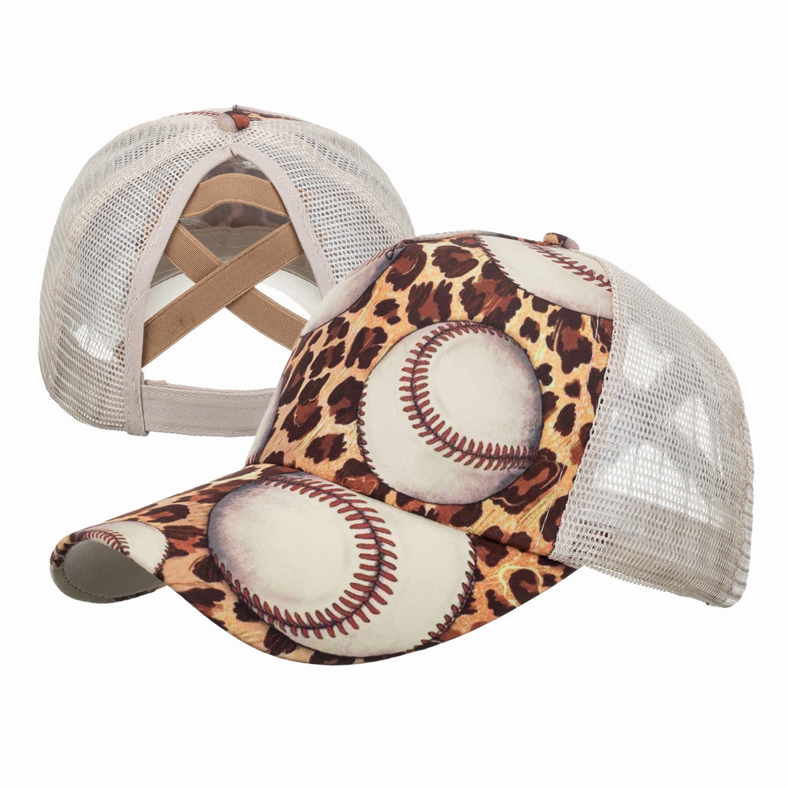 Wholesale Leopard print horizontal bar mesh baseball cap