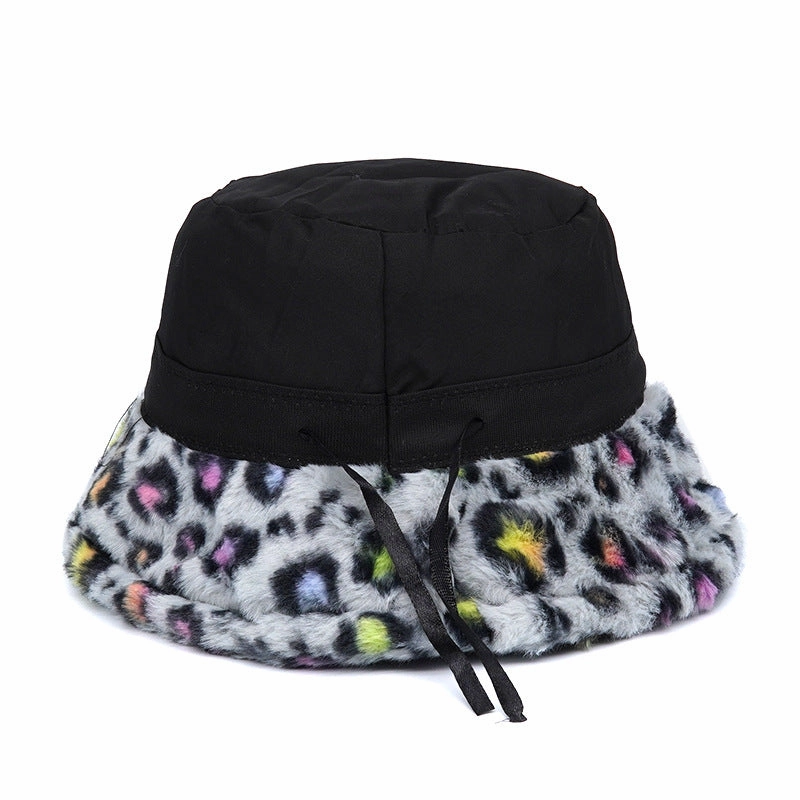 Wholesale Leopard Print Plus Velvet Thickened Windproof Fisherman Hat
