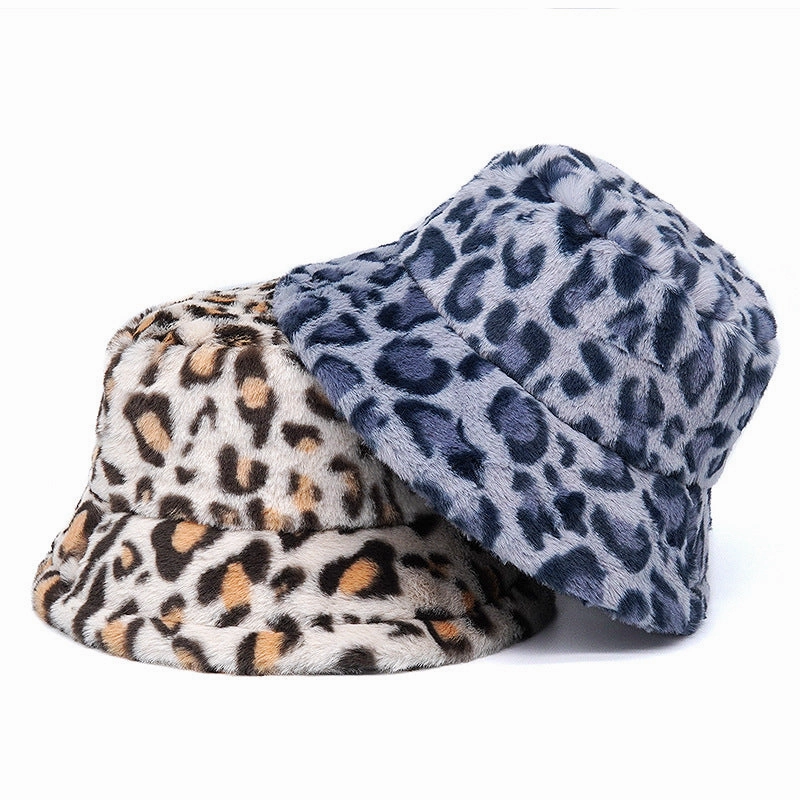Wholesale Leopard Print Plus Velvet Thickened Windproof Fisherman Hat