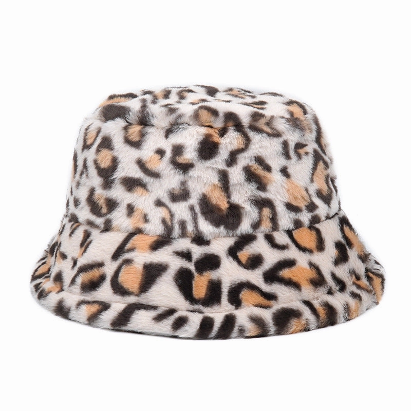 Wholesale Leopard Print Plus Velvet Thickened Windproof Fisherman Hat